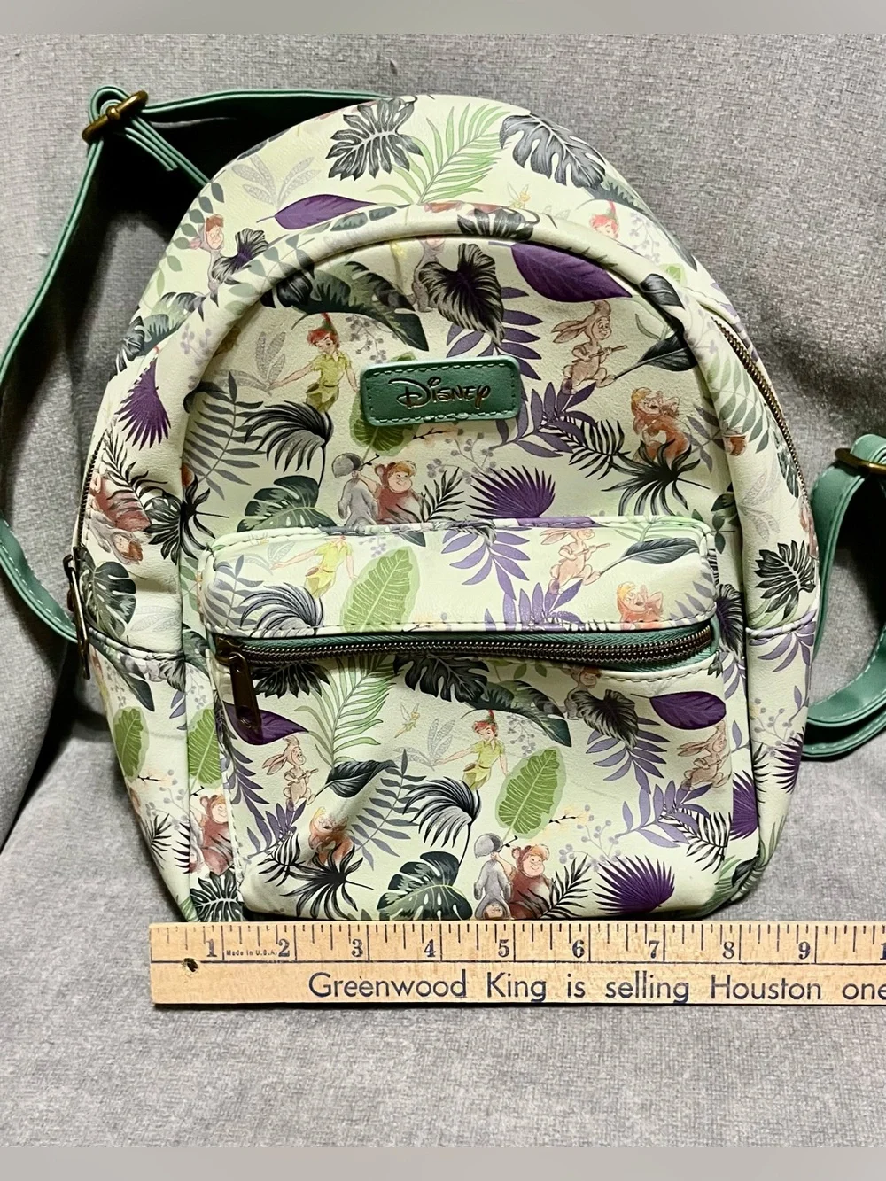 Disney Green Peter Pan Tinker Bell The Lost Boys Jungle Print Mini Backpack